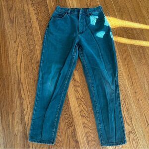Lee High-waisted, wide-leg vintage teal denim jeans with a relaxed fit mom jeans